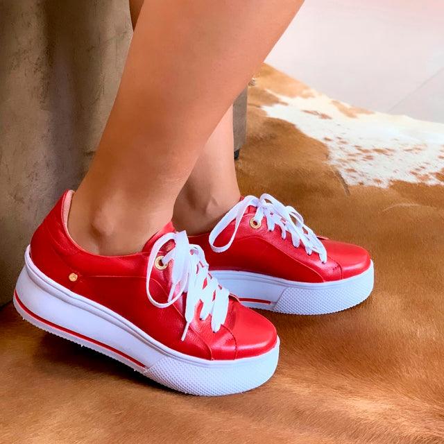 Tênis Plataforma Feminino em Couro - Zoe