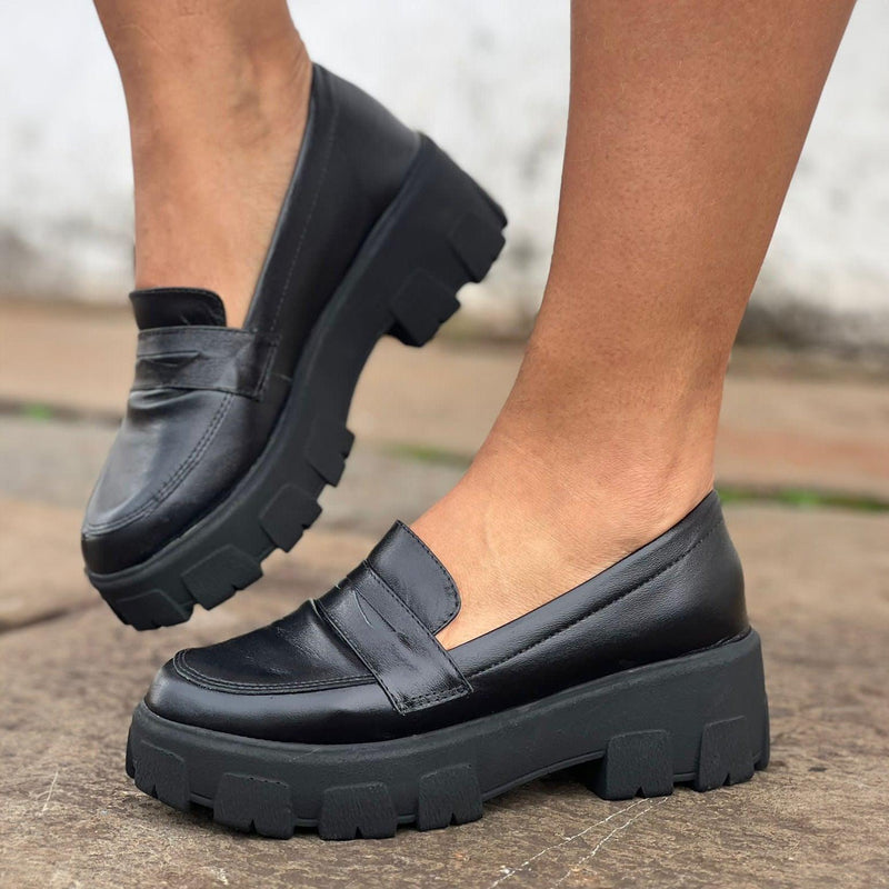 Mocassim Tratorado Feminino em Couro