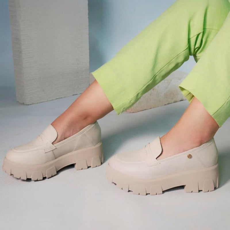 Mocassim Plataforma Feminino em Couro - Mari