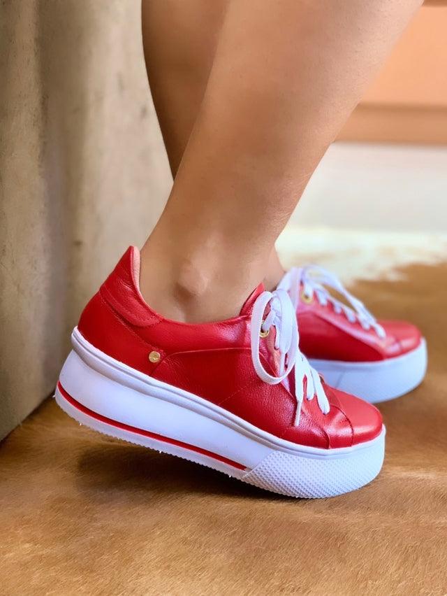 Tênis Plataforma Feminino em Couro - Zoe